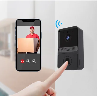 AFINTEK Mini Video Deurbel Met WiFi en Microfoon - Intercom - Nachtmodus - Inclusief app - Inclusief Chime - Zwart