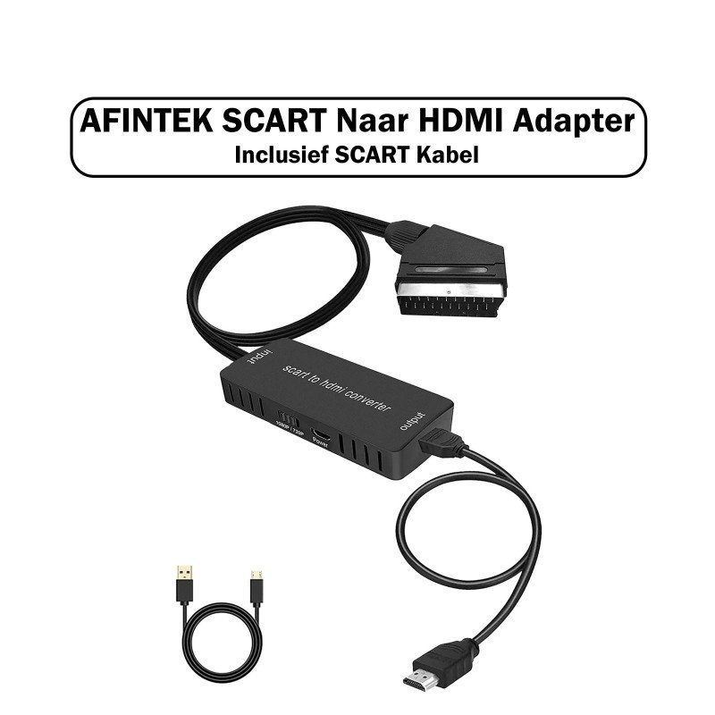 AFINTEK SCART Naar HDMI Adapter - Video Adapter - Inclusief SCART Kabel