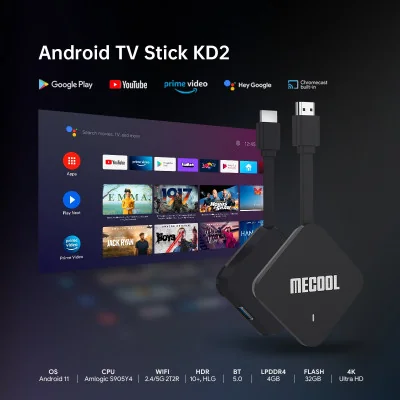 MeCool KD2 Android 11 TV Stick Dongle - Google Gecertificeerd 2/16GB