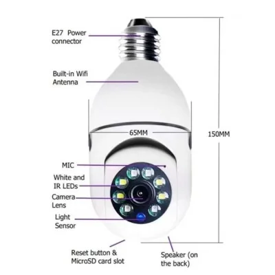 AFINTEK WiFi Panorama Camera | Beveiligingscamera Voor E27 Lamp Fitting