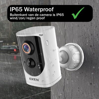 EKEN Paso Draadloze Beveiligingscamera met Zonnepaneel | 1080p Video | Waterproof - Wit