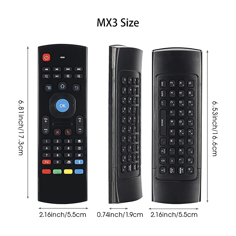 MX3 Air Mouse Met Backlight - Inclusief Toetsenbord - Android Mediaplayer - TV Box - PC - Smart TV - 2.4GHz - Zwart