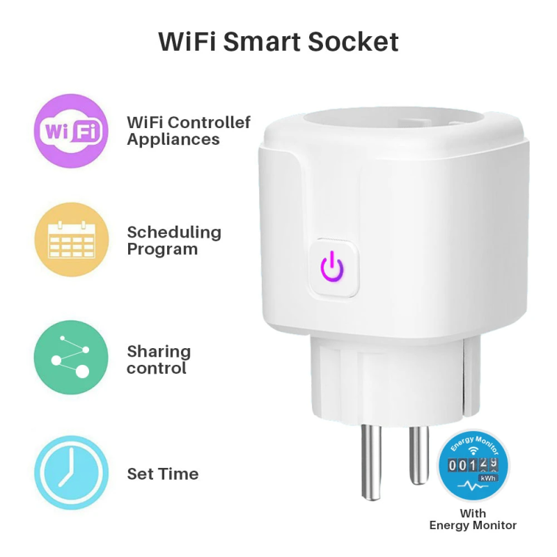 AFINTEK Smart WiFi Plus - Stopcontact Bedienen Met App - Stekker Met App - Wit