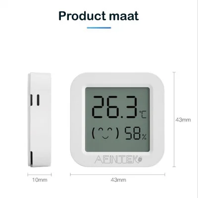 AFINTEK Smart Life Mini Thermometer & Hygrometer - Inclusief Batterij
