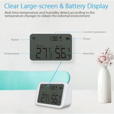 AFINTEK AT02W Smart Life Thermometer & Hygrometer - Werkt op Batterijen - Met Lichtsensor
