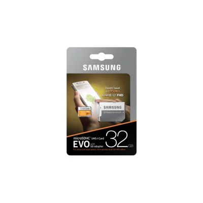 32GB Samsung EVO MicroSD geheugenkaart Class 10 + MicroSD naar SD adapter 95mb/s